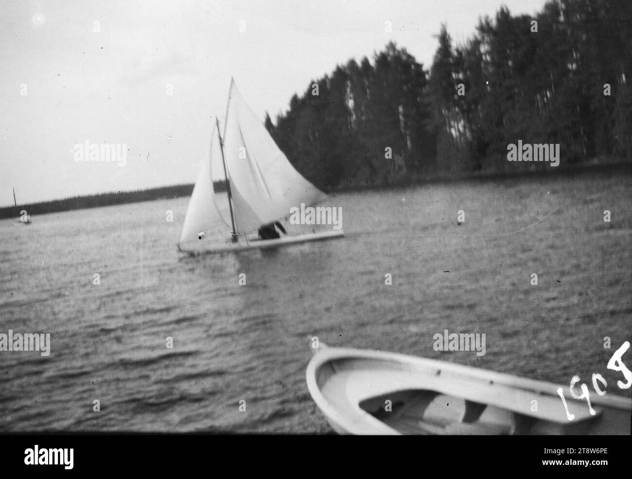 Hugo Simberg, 24.6,1873, Hamina, 12.7,1917, Ähtäri, Segelkanu und Ruderboot Niemenlautan Stockfoto