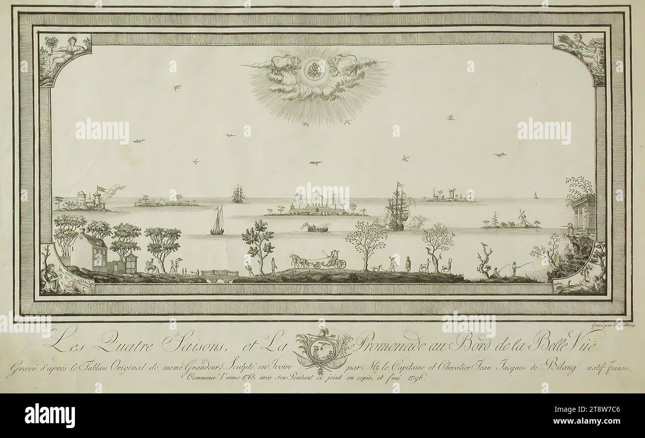 Carl Gustaf Gillberg, 1774, Westmanland, 1855, Stockholm (Stadt), Les qutre saisons et la Promenade au bord de la Belle vue (1765-1796), 1796, 31,6 x 51,2 cm Stockfoto