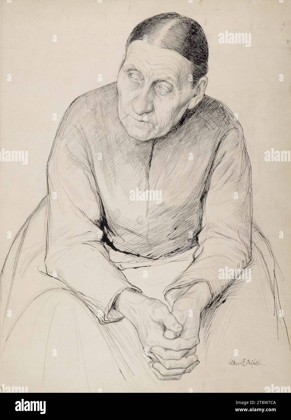 Albert Edelfelt, 21.7,1854, Manor Kiiala, Gemeinde Porvoo, 18.8,1905, Haikko, Gemeinde Porvoo, alte Bäuerin, 54 x 40 cm, Karton, Tinte Stockfoto