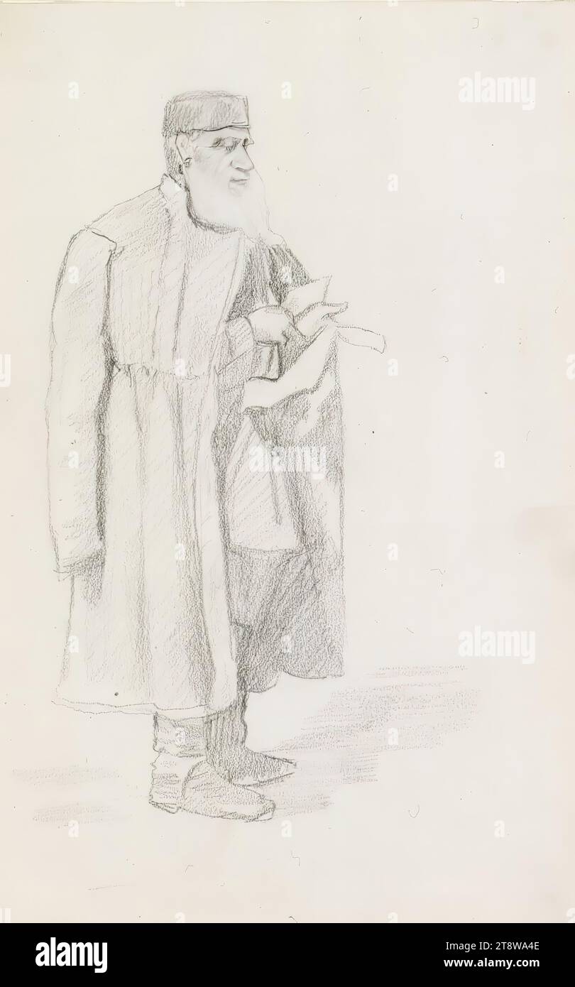 Albert Edelfelt, 21.7,1854, Manor Kiiala, Gemeinde Porvoo, 18.8,1905, Haikko, Gemeinde Porvoo, altrussisch, 19,5 x 12,5 cm, Bleistift Stockfoto