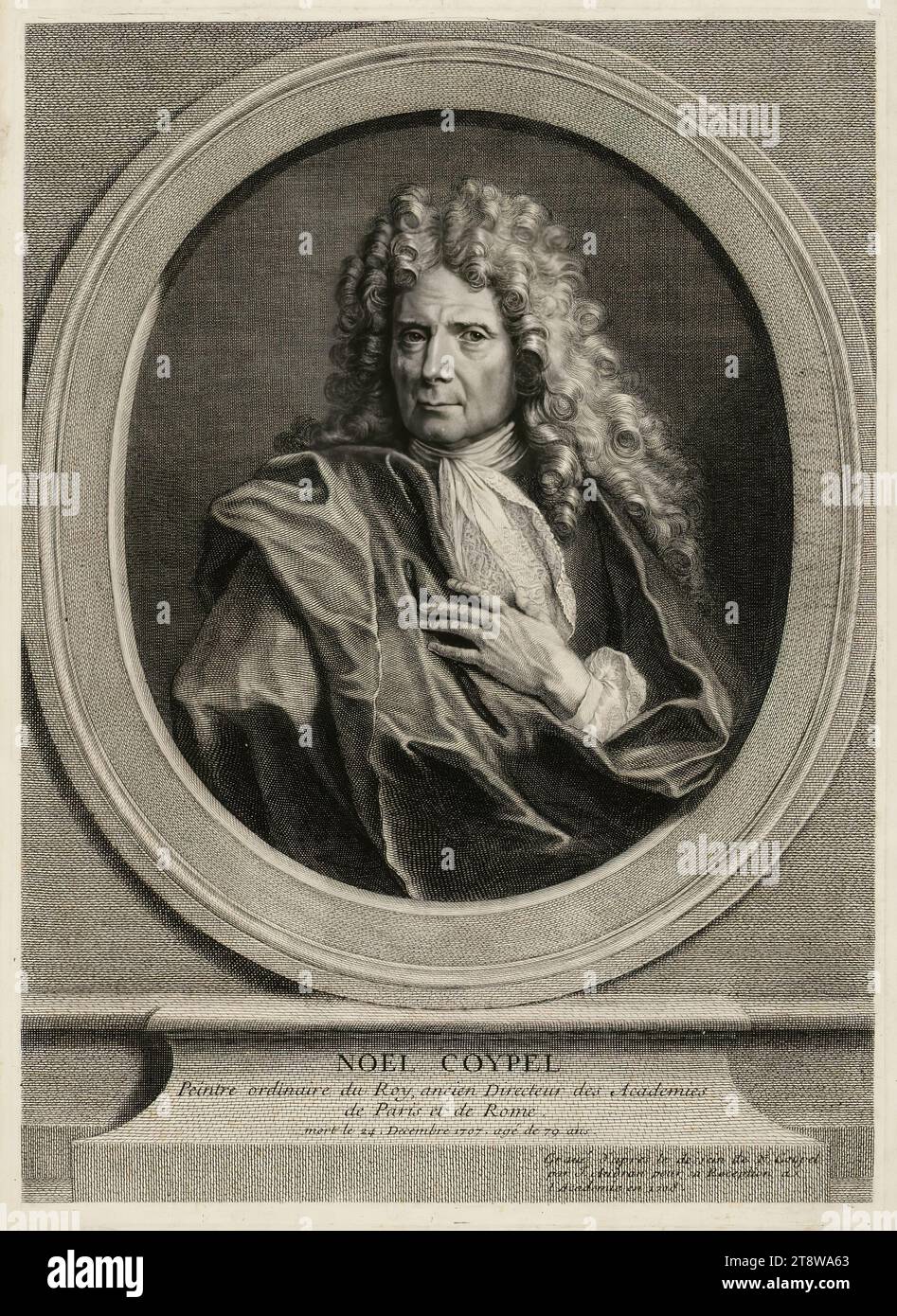 Jean Audran, 1667, 1756, Selbstporträt von Noël Coypel, 1708, 36 x 26 cm Stockfoto