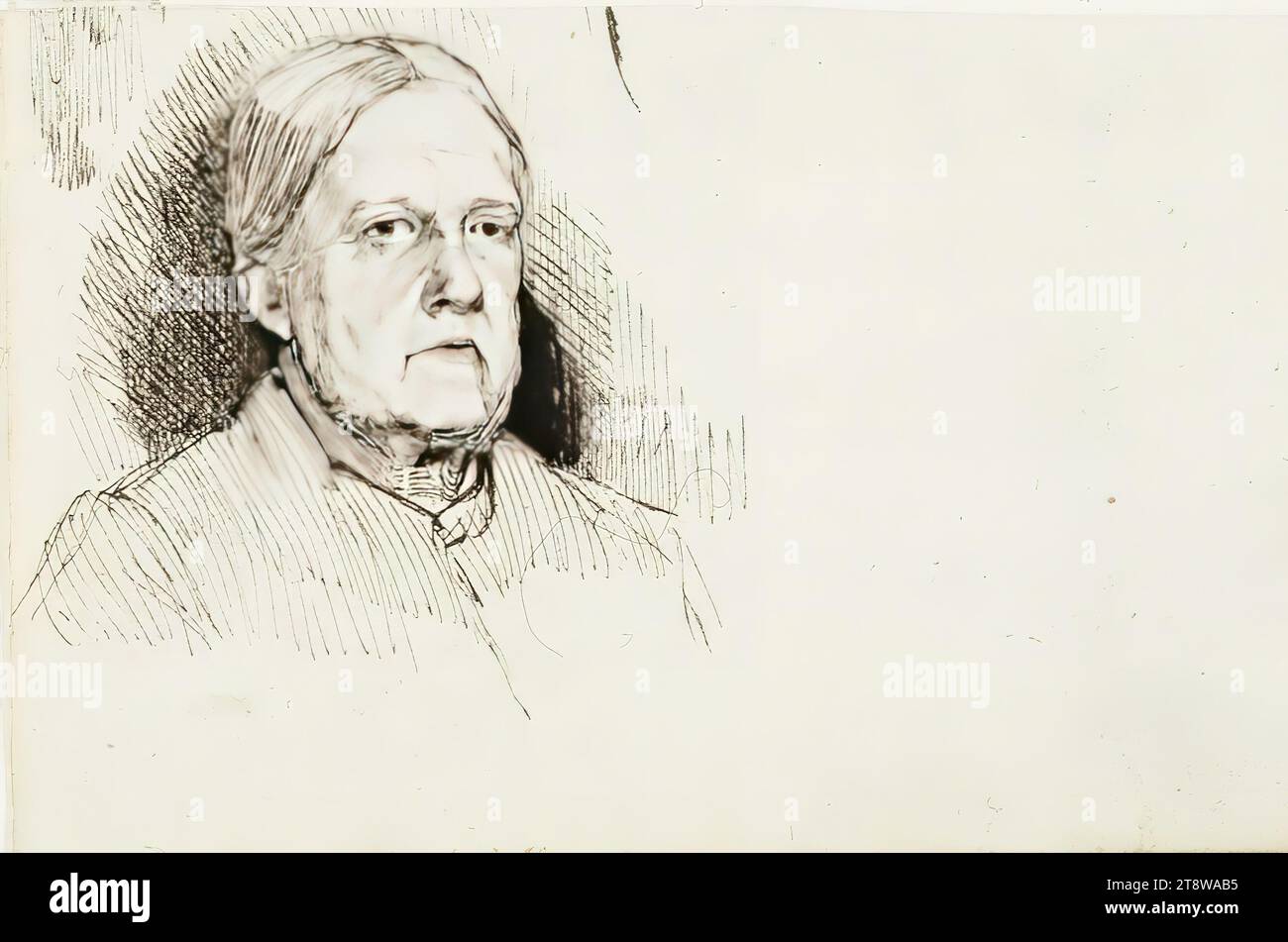 Albert Edelfelt, 21.7,1854, Manor Kiiala, Gemeinde Porvoo, 18.8,1905, Haikko, Gemeinde Porvoo, Alte Frau, 8 x 23 cm, Tinte Stockfoto