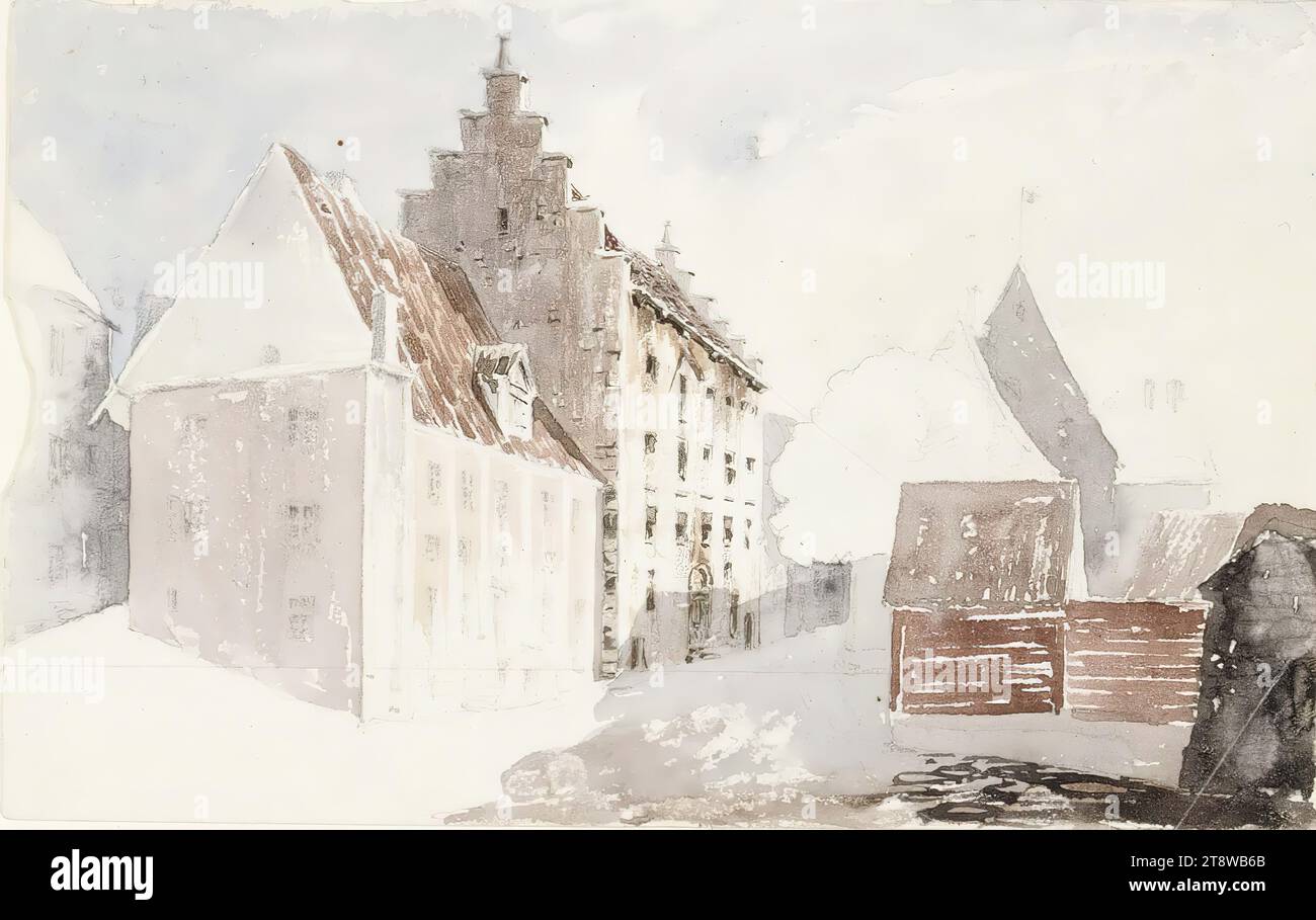 Albert Edelfelt, 21.7,1854, Manor Kiiala, Gemeinde Porvoo, 18.8,1905, Haikko, Gemeinde Porvoo, Straße in der Altstadt, 13 x 20,5 cm, Aquarell Stockfoto