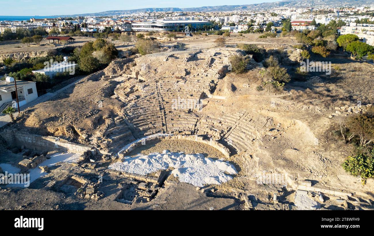 Antiken hellenistischen Amphitheater in Paphos, Zypern. Stockfoto