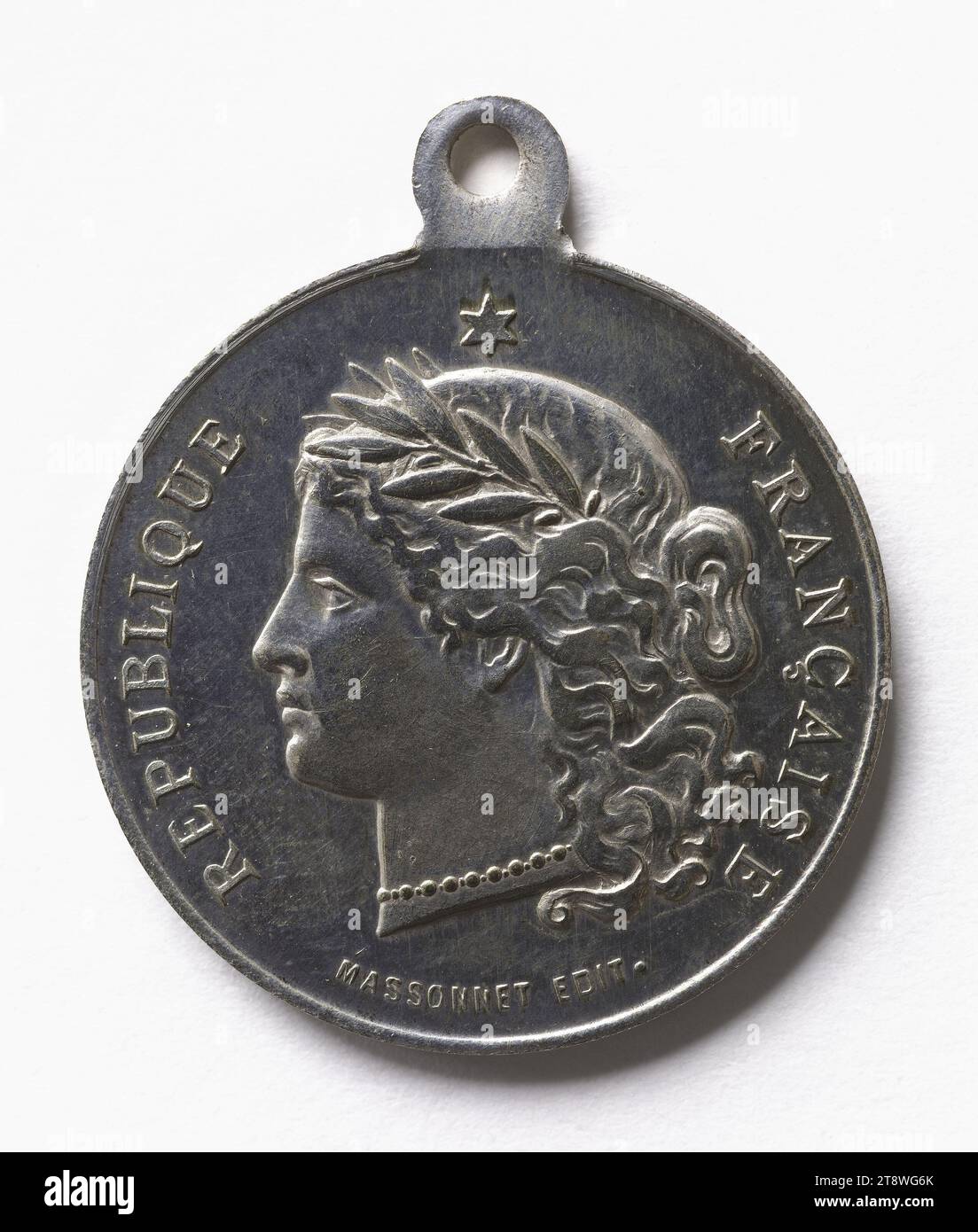 Souvenir de la fête nationale, 14. Juli 1881, Massonnet, Herausgeber, Array, Numismatik, Medaille, Silber, Größe - Werk: Durchmesser: 2,7 cm, Gewicht (Typengröße): 6,54 g Stockfoto