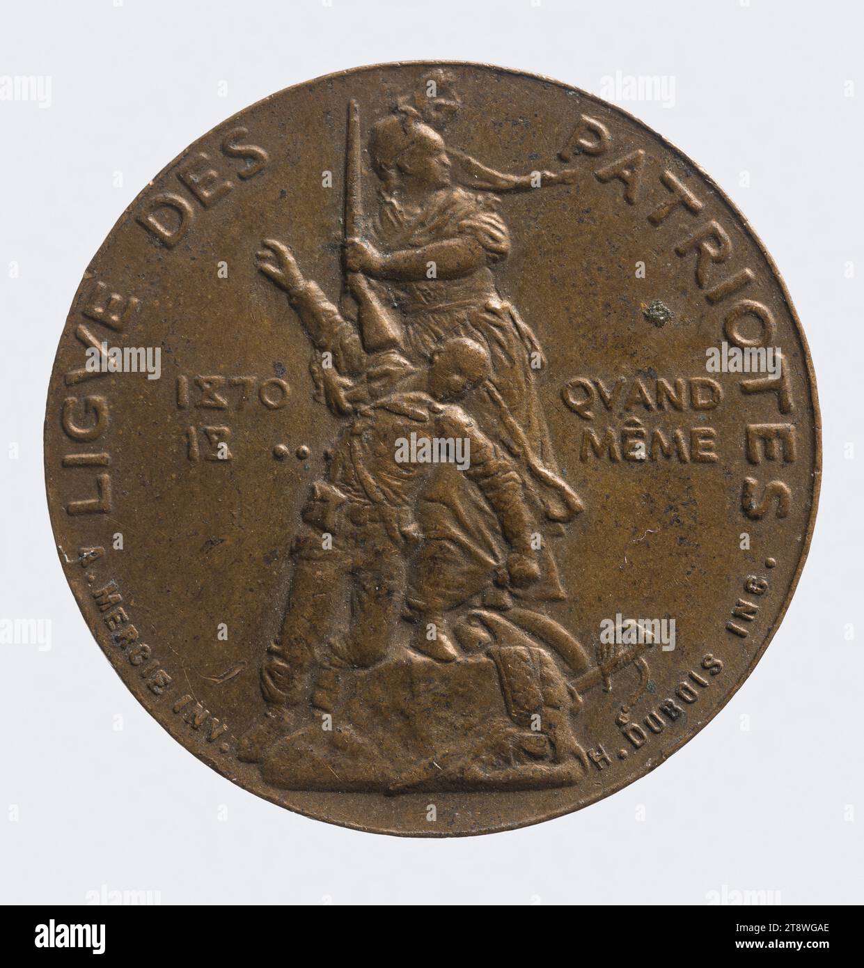 Trotzdem! ", der im Mai 1882 gegründete Patriotenbund, Mercié, Antonin, Bildhauer, Dubois, Alphée, Medaillengravur, Array, Numismatic, Medaille, Durchmesser: 2,3 cm, Gewicht (Typengröße): 8,23 g Stockfoto