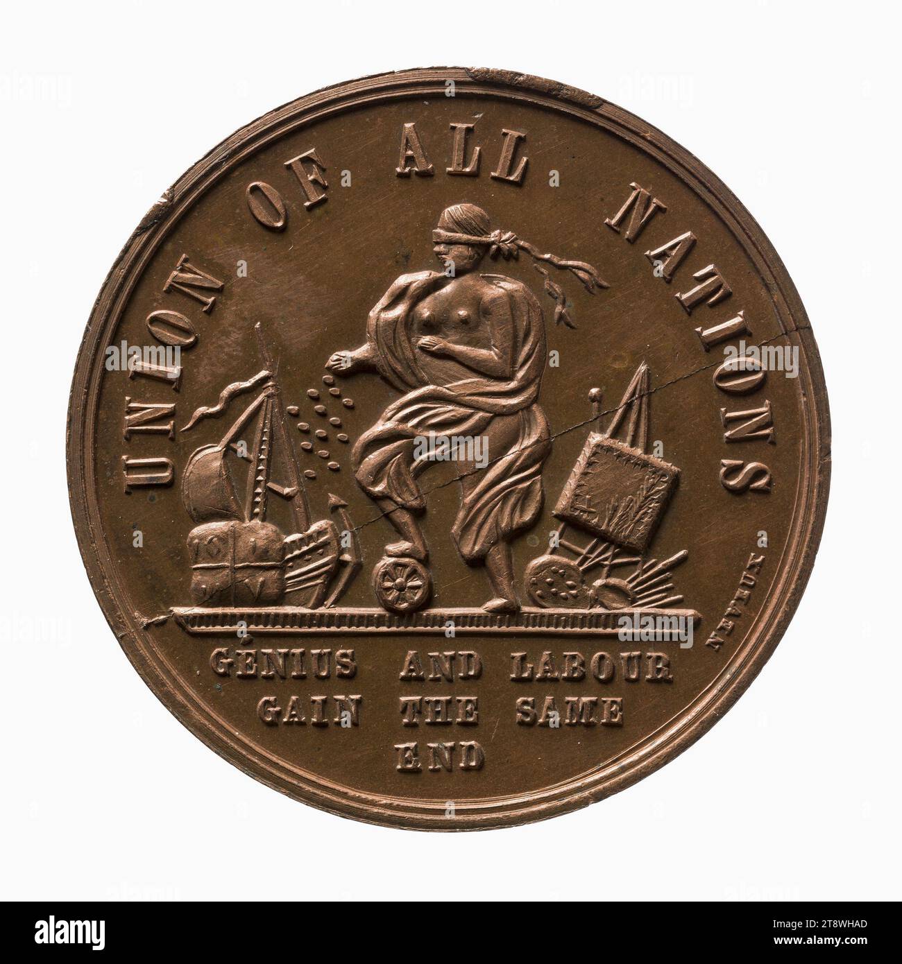 London World's Fair, 1. Mai 1851, Neveux, Graveur, Array, Numismatik, Medaille, Kupfer, Durchmesser: 3,4 cm, Gewicht (Typengröße): 17,31 g Stockfoto