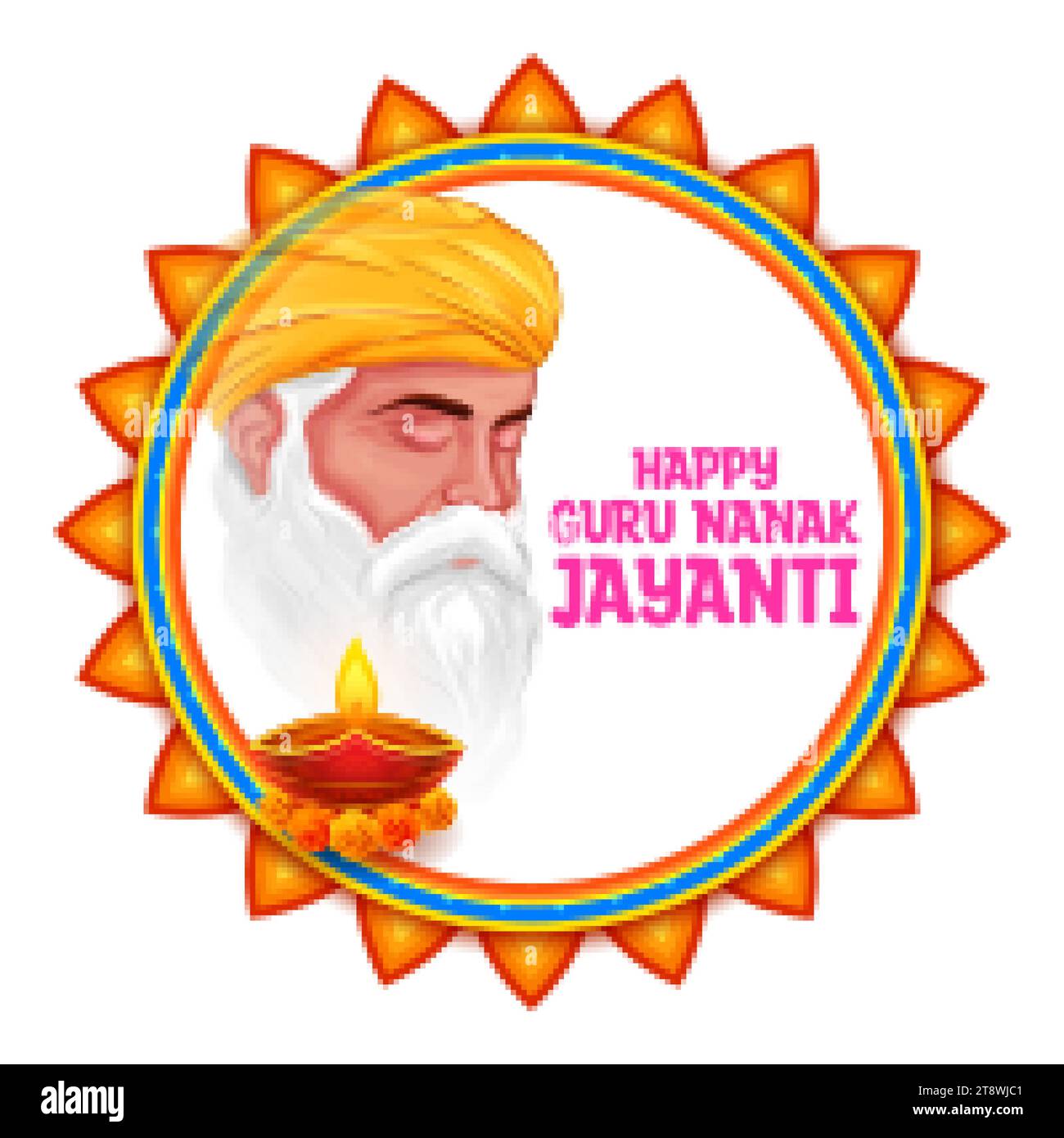 Illustration von Happy Gurpurab, Guru Nanak Jayanti Festival von Sikh Feier Hintergrund Stock Vektor