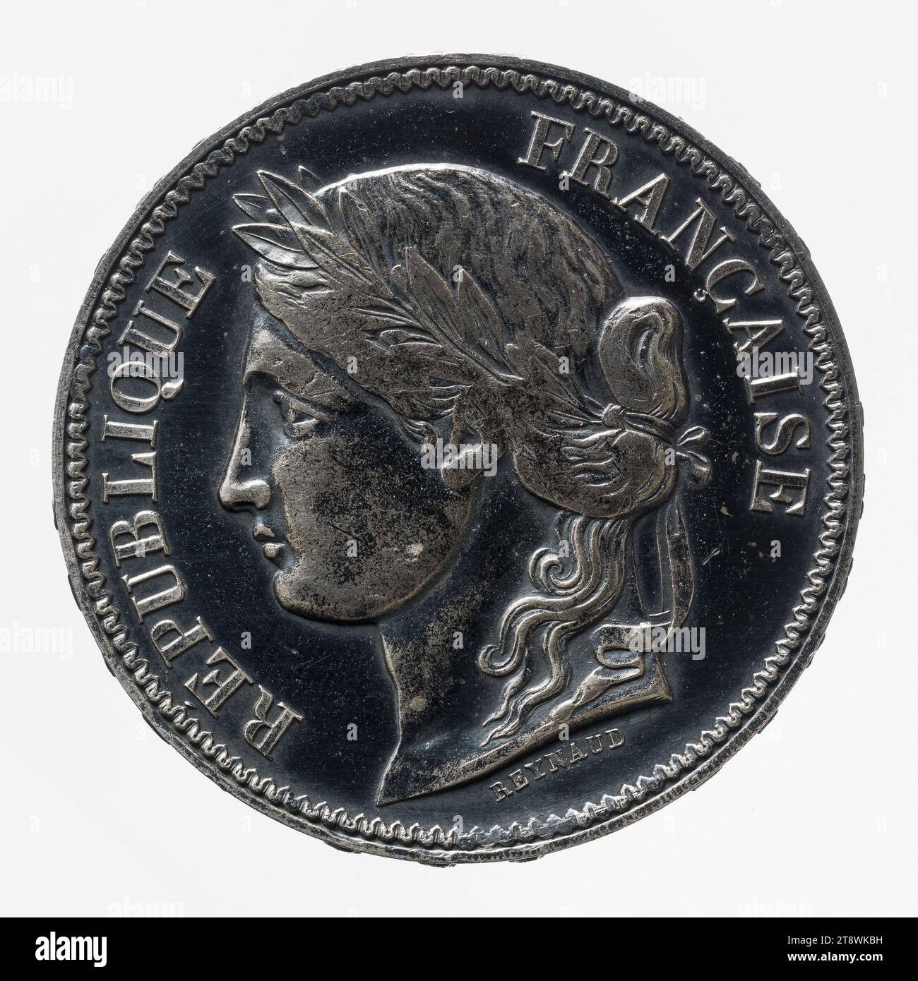 Test für die 5-Francs-Münze, 1848, Reynaud, Gravierer in Medaillen, Array, Numismatik, Mint, Durchmesser: 3,4 cm, Gewicht (Typenabmessung): 24,96 g Stockfoto
