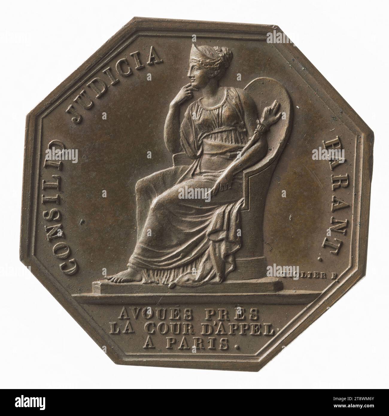 Avoués près la cour d'appel à Paris, XIXe siècle, Tiolier, Nicolas-Pierre, Graveur en médailles, Numismatique, Token (numismatisch), Bronze, Durchmesser: 3,4 cm, Gewicht (Typenabmessung): 16,25 g Stockfoto