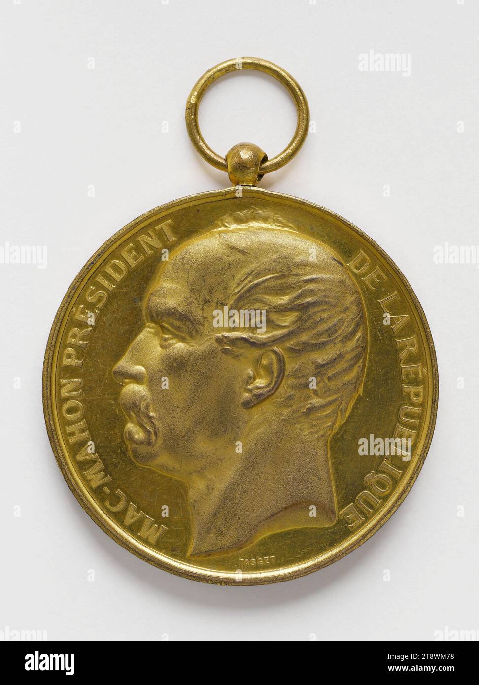 Ehrenmedaille der nationalen Gesellschaft für Schießereien der französischen Gemeinden mit dem Bildnis von Patrice de Mac Mahon, Graf von Mac Mahon, Herzog von Magenta (1808-1893), Marschall von Frankreich, Präsident der Französischen Republik (1873-1879), nach 1873 Tasset, Ernest, Graviermeister in Medaillen, nach 1873, Numismatisch, Medaille, Durchmesser: 5,1 cm, Gewicht (Typengröße): 52,36 g Stockfoto