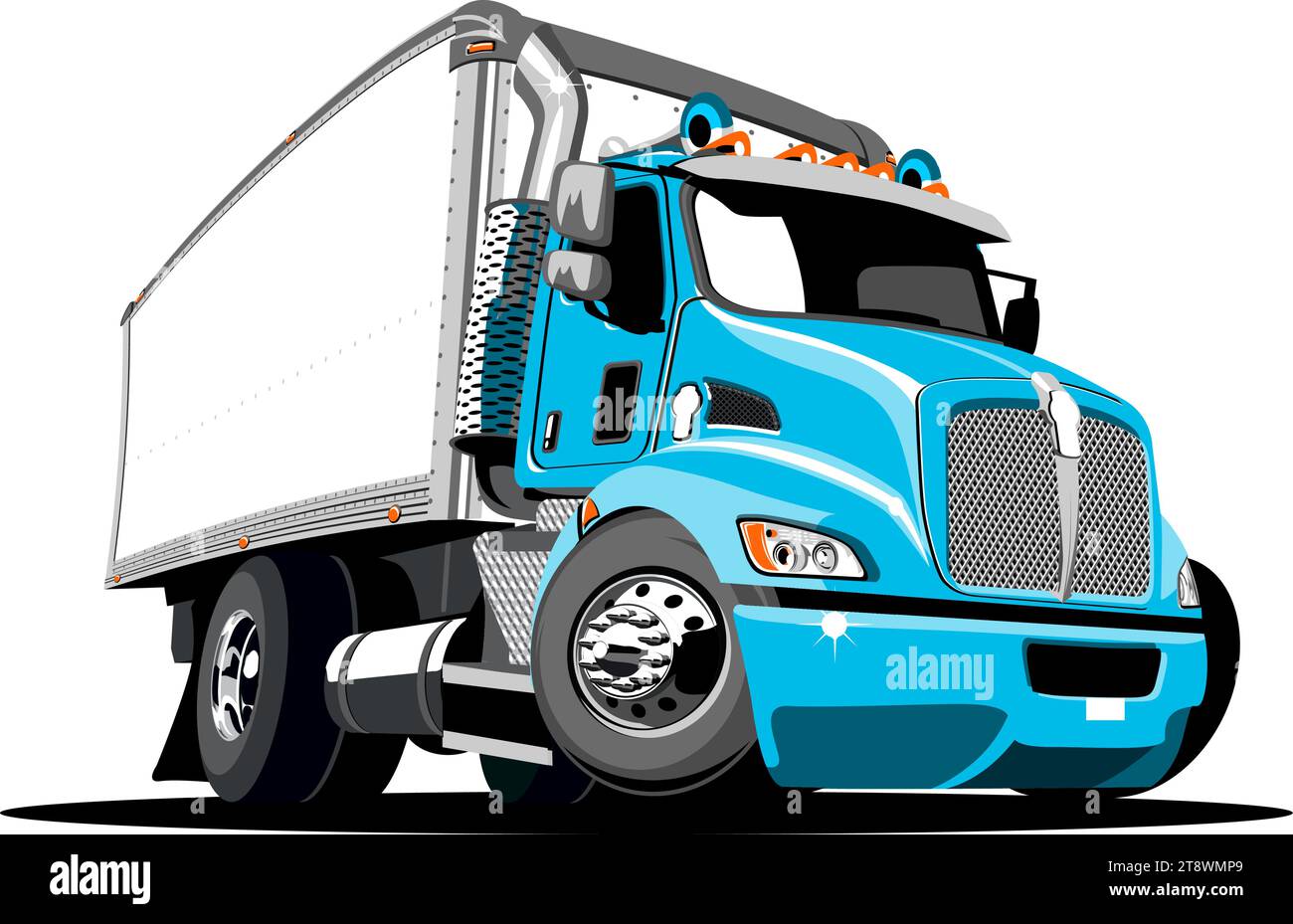 Cartoon Delivery Cargo Truck. Verfügbares EPS-10-Vektorformat, getrennt durch Gruppen und Ebenen, mit Transparenzeffekten für die Neufärbung mit einem Klick Stock Vektor