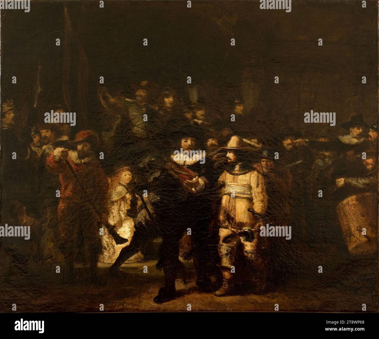 Die Nachtwache nach Rembrandt, Ziem, Félix, Maler, Rembrandt, Rembrandt Harmensz Van Rijn, Autor des Modells, um 1853, 3. Viertel des 19. Jahrhunderts, Gemälde, Ölgemälde, Leinwand, Höhe: 52 cm, Breite: 63 cm Stockfoto