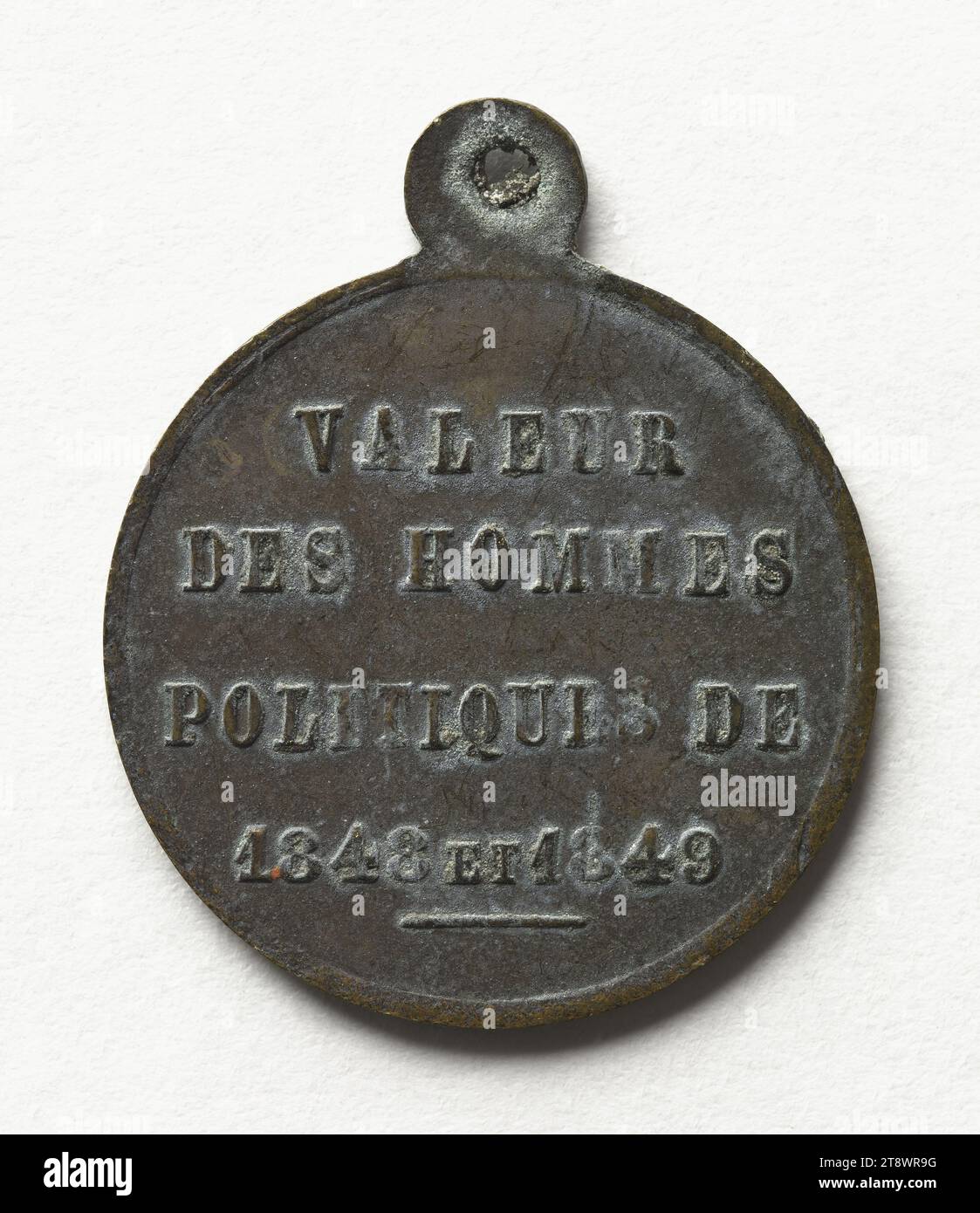 Satire of Political Life, 1848-1849, Anonym, Gravur in Medaillen, Array, Numismatik, Medaille, Messing, Abmessungen - Werk: Durchmesser: 2,2 cm, Gewicht (Typenabmessung): 3,12 g Stockfoto