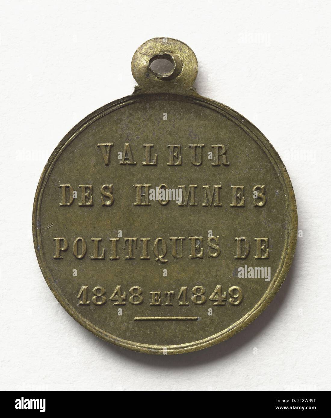 Satire of Political Life, 1848-1849, Anonym, Gravur in Medaillen, Array, Numismatik, Medaille, Messing, Abmessungen - Werk: Durchmesser: 2,2 cm, Gewicht (Typenabmessung): 4,01 g Stockfoto