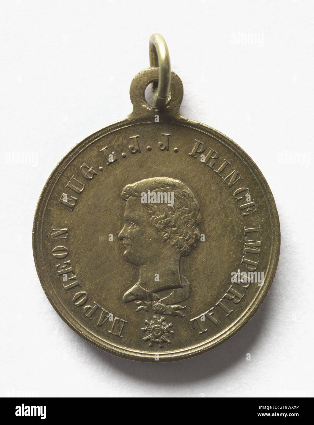 Kaiser Napoleon III. (1808-1873) und Fürst Napoleon Eugène Louis Jean Joseph Bonaparte (1856-1879), S.d., C. T. (Initialen), Gravierer in Medaillen, nach 1856, Numismatik, Medaille, Paris, Abmessungen - Werk: Durchmesser: 2,3 cm, Gewicht (Typenabmessung): 5,01 g Stockfoto
