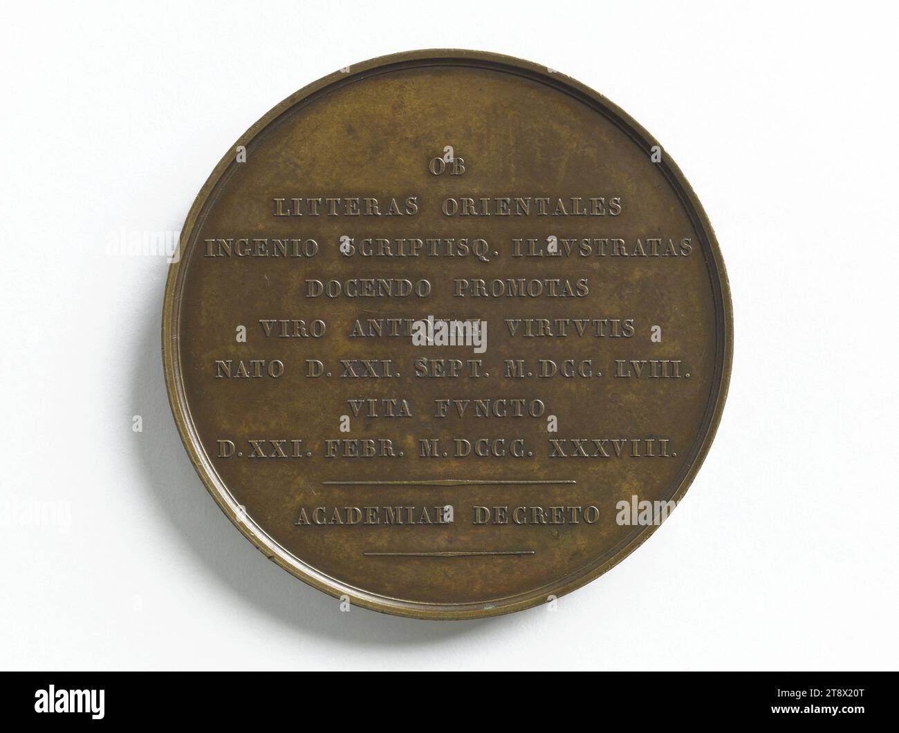 Antoine-Isaac, Baron Silvestre de Sacy (1758–1838), französischer Linguist und Orientalist, Depaulis, Alexis-Joseph, Gravierer in Medaillen, 1838, Numismatik, Medaille Stockfoto