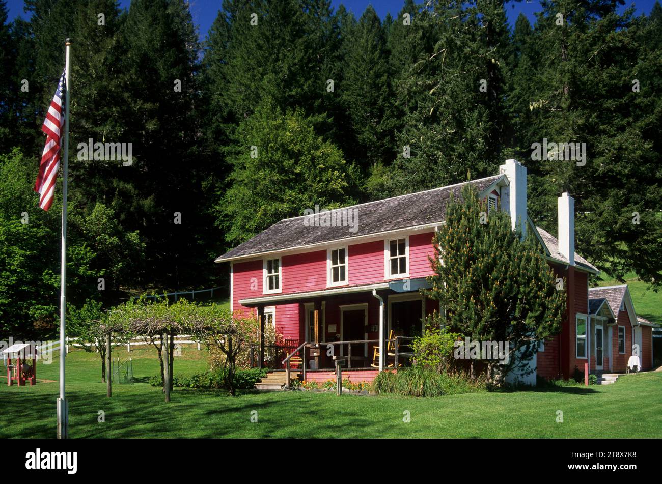 Haupthaus, Rogue River Ranch, Rogue Wild & Scenic River, Grave Creek zum Marial National Back Country Byway, Oregon Stockfoto