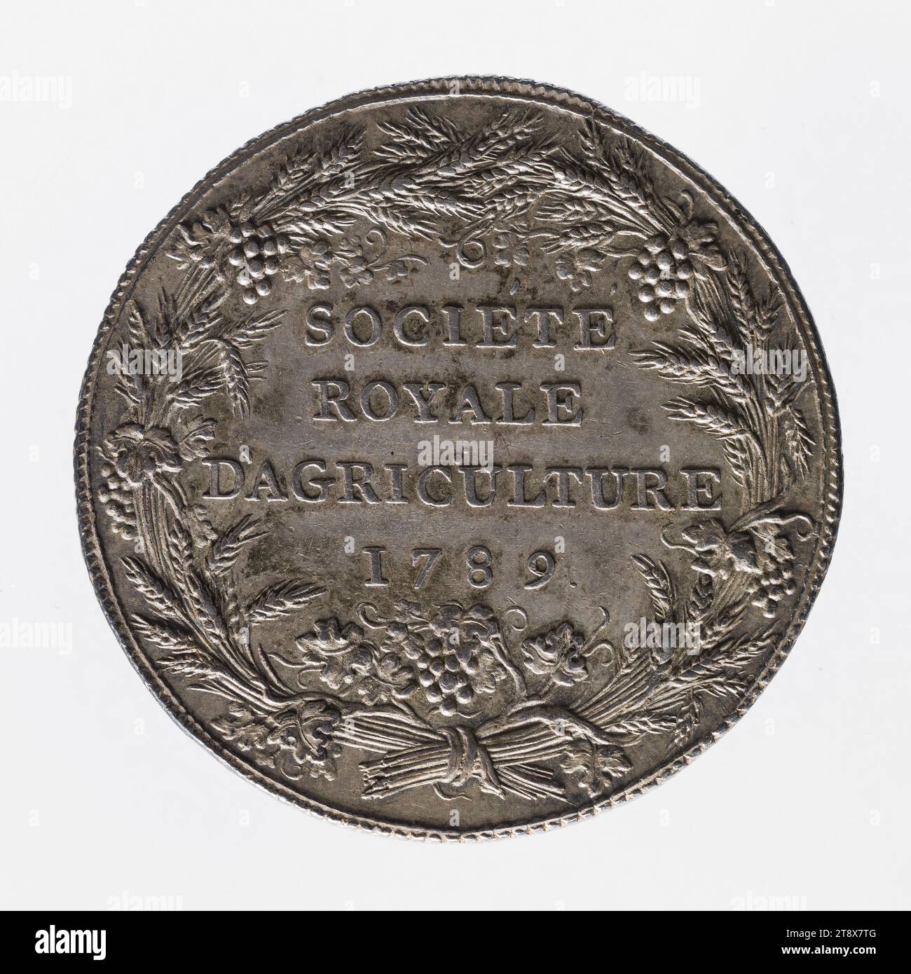 Royal Society, 1789, Duvivier, Pierre Simon Benjamin, Gravur in Medaillen, Dupré, Augustin oder Auguste, Gravierer in Medaillen, 1789, 4. Viertel des 18. Jahrhunderts, Numismatik, Token (Numismatik), Silber, Paris, Paris, Abmessungen – Arbeit: Durchmesser: 3,2 cm, Gewicht (Typenabmessung): 13,02 g Stockfoto