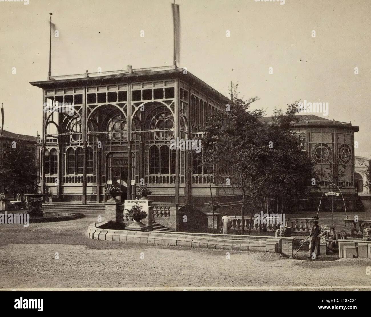 Weltausstellung 1873: Deutscher Bildungspavillon (Nr. 800), Oscar Kramer (1835-1892), Fotograf, Wiener Photographen-Verein, Verlag, 1873, Papier, Fotografie, 1873 Wiener Weltmesse, Prater, Ausstellungen, Bildung und Ausbildung, Architektur, Bezirk: Leopoldstadt, Pavillon, Weltmesse, Weltausstellung, Wiener Sammlung Stockfoto