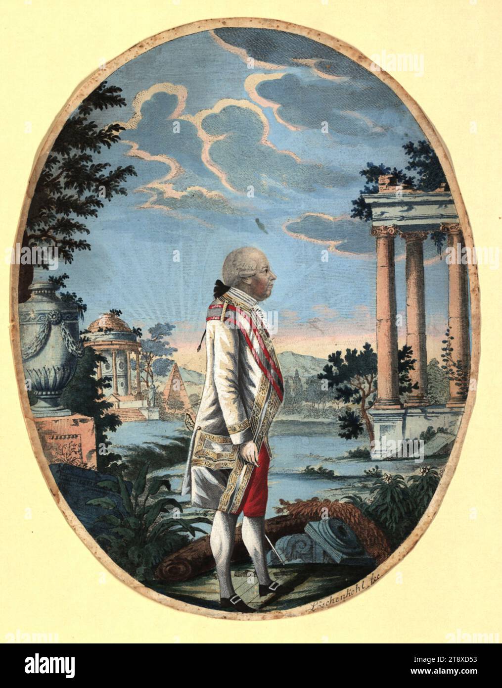 Andreas Graf Hadik von Futak (1710–1790), Präsident des hofkriegsrates, Johann Hieronymus Löschenkohl (1753–1807), Verlag, 1782, Papier, koloriert, Kupferstich, Bogengröße 27, 9 x 21, 5 cm, Militär, schöne Künste, Porträt, Mann, Oberbefehlshaber, General, marshal, die Wiener Sammlung Stockfoto