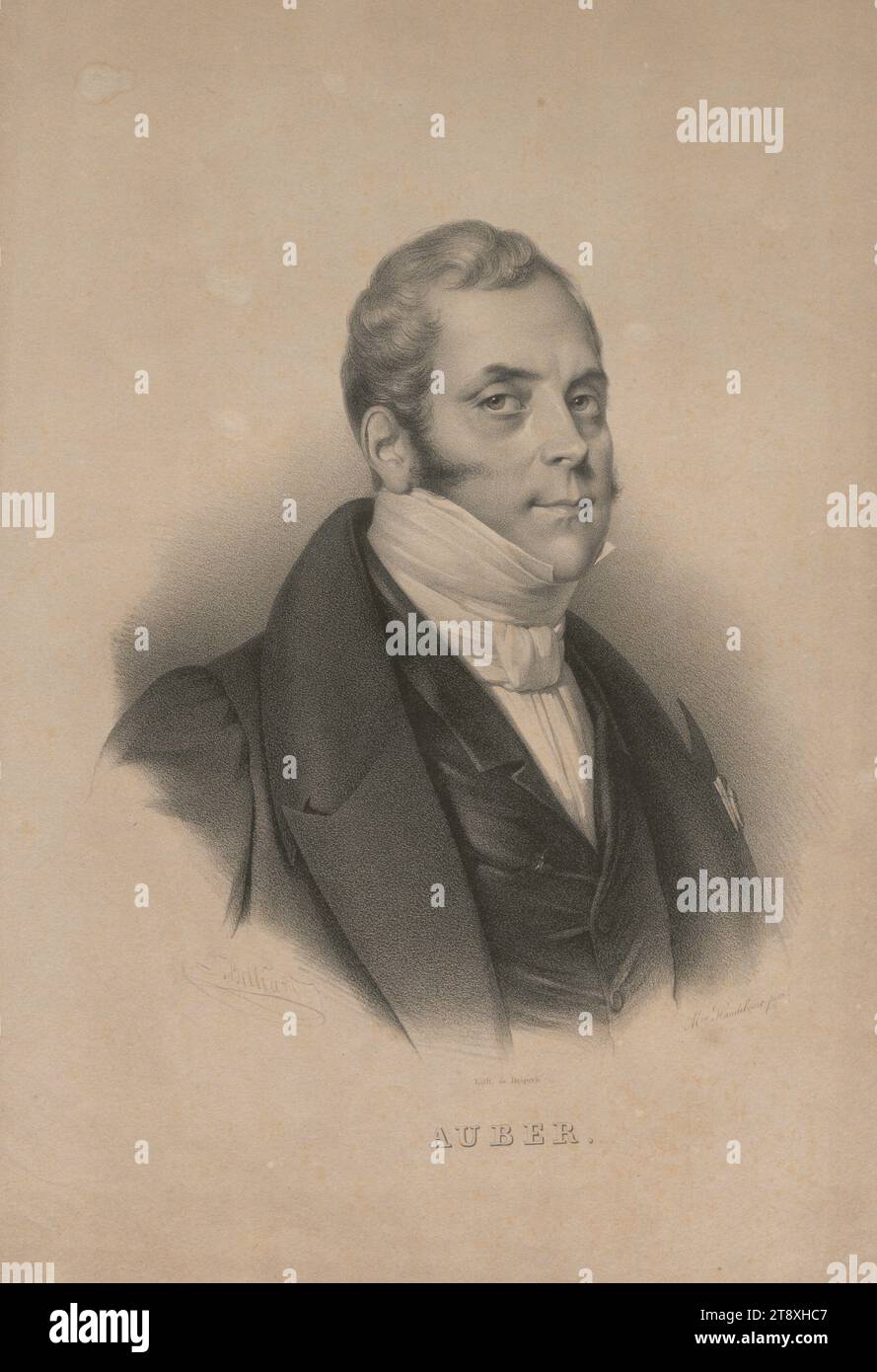 Auber, Datum vor 1825, Papier, Lithographie, Höhe 39, 1 cm, Breite 27, 6 cm, Bildende Kunst, Nachlass Constantin von Wurzbach, Künstlerinnen, Porträt, Mann, Sammlung Wien Stockfoto