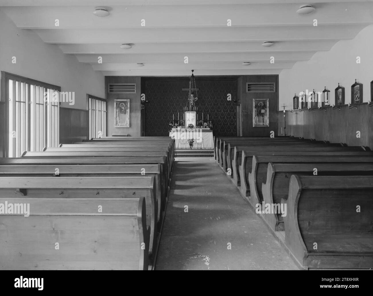 Kapelle im Vorratshaus (Lainz?), Blick auf den Altar, Martin Gerlach jun. (1879-1944), Fotograf, Datum um 1936, Glas, negativ, Höhe 17, 8 cm, Breite 23, 8 cm, Architektur, Kapelle (Inneres des Hauses), Wiener Sammlung Stockfoto