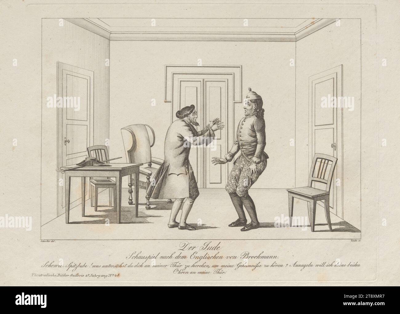 Theatralische Bilder-Gallerie zur Theaterzeitung, 2. JG., Nr. 48), Johann Wenzel Zinke (1782-1851), Kupferstecher, 1834-1835, Kupferstich, Höhe 26, 2 cm, Breite 35, 1 cm, Plattengröße 22, 1 x 28 cm, Theater, darstellende Künste, bildende Künste, Schauspieler (auf der Bühne), Wiener Sammlung Stockfoto