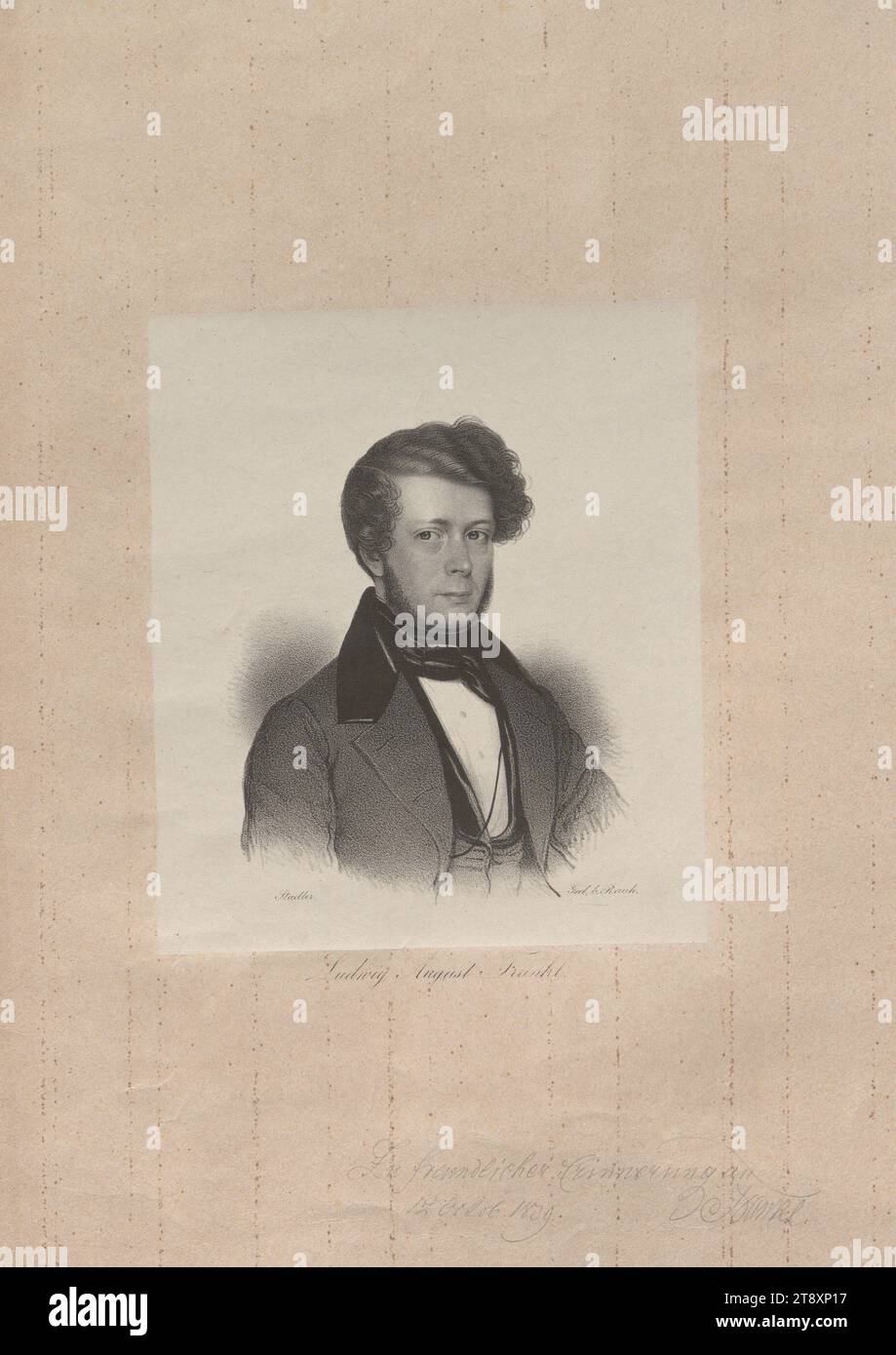 Ludwig August Frankl', Johann Stadler (1804-1859), Künstler, Johann Rauh (1803-1863), Drucker, 1839, Papier, Lithografie, Höhe 35,9 cm, Breite 26,3 cm, Bildende Kunst, öffentliche Gesundheit, Nachlass Constantin von Wurzbach, Porträt, Mann, Schriftsteller, Dichter, Autor, Arzt, Arzt, Sammlung Wien Stockfoto