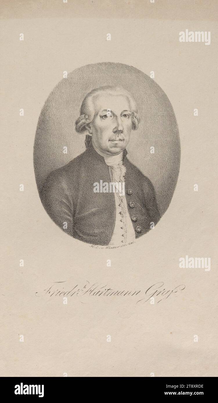 Friedr Hartmann Graf', Heinrich Eduard von Wintter (1788-1829), Künstler, 1815, Papier, Lithographie, Höhe 40 cm, Breite 23,8 cm, Inschrift: 'H. E. v. Wintter del. 1815.", Bildende Kunst, Musik, Nachlass von Constantin von Wurzbach, Porträt, Mann, Komponist, Musiker. Die Wiener Sammlung Stockfoto