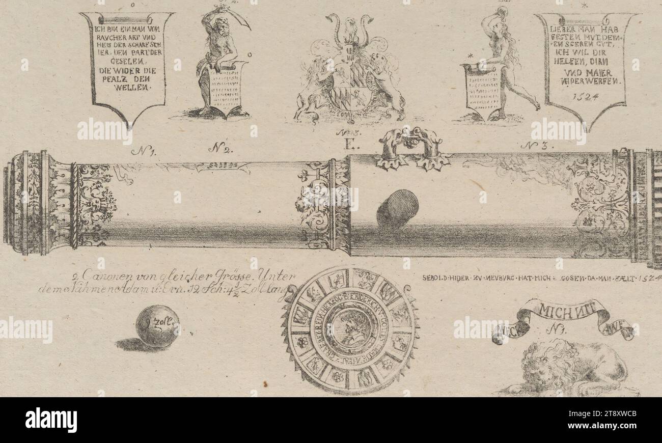 Adam and Eve', Richard Purnickl (1770-1838), Lithograph, 1806, Papier, Kreide-Lithographie, Höhe 24, 1 cm, Breite 37, 2 cm, Kriegsereignisse und Kriegsereignisse, Bildende Künste, Militär, Schusswaffen: Kanone, die Wiener Sammlung Stockfoto