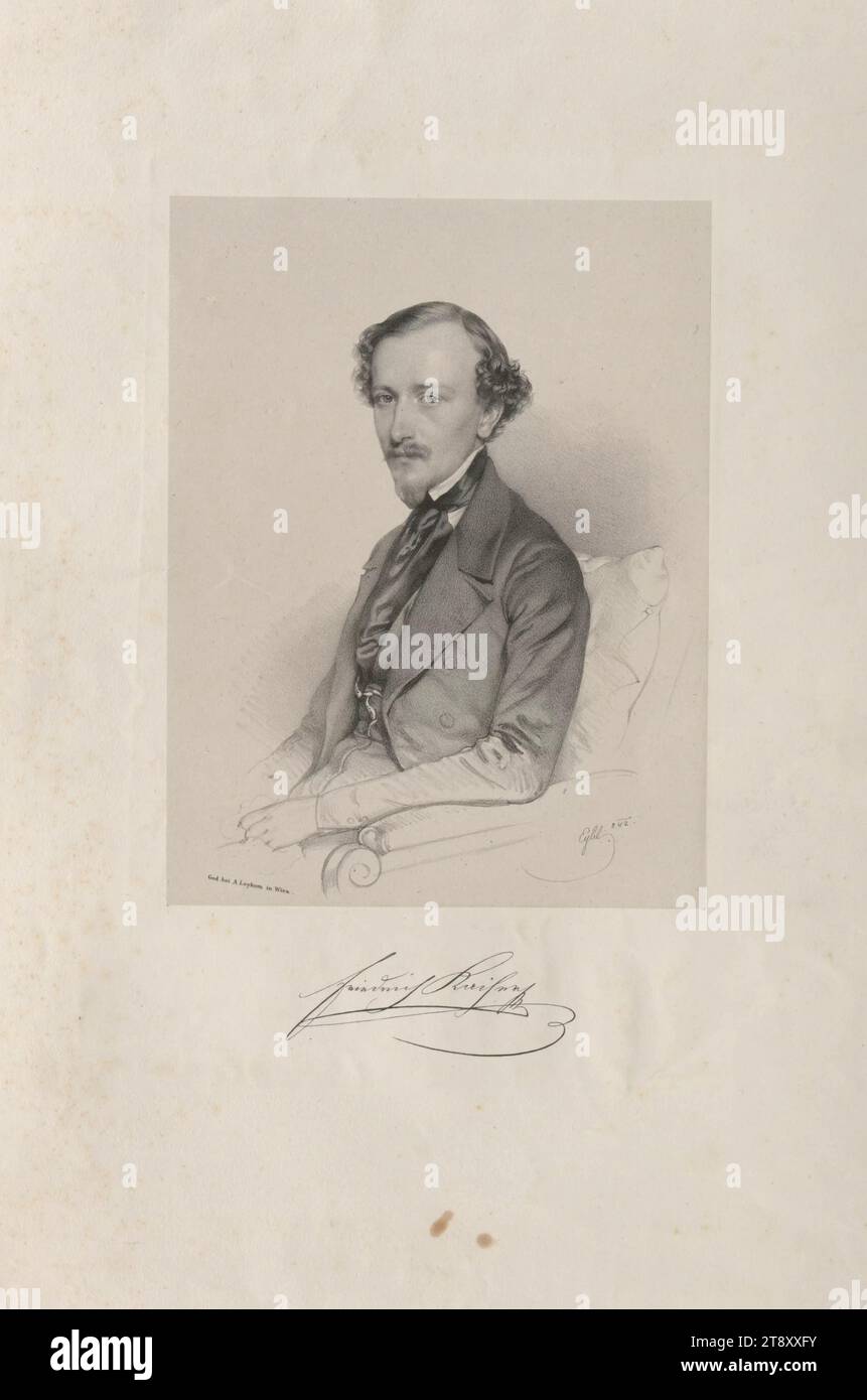 Friedrich Kaiser', Franz Eybl (1806-1880), Lithograph, Johann Rauh (1803-1863), Drucker, 1842, Papier, Lithographie, Höhe 50, 2 cm, Breite 34, 6 cm, Bildende Kunst, Theater, Nachlass Constantin von Wurzbach, Porträt, Mann, Porträt des Schauspielers, Schauspielerin, Schriftsteller, Dichter, Autor, Sammlung Wien Stockfoto