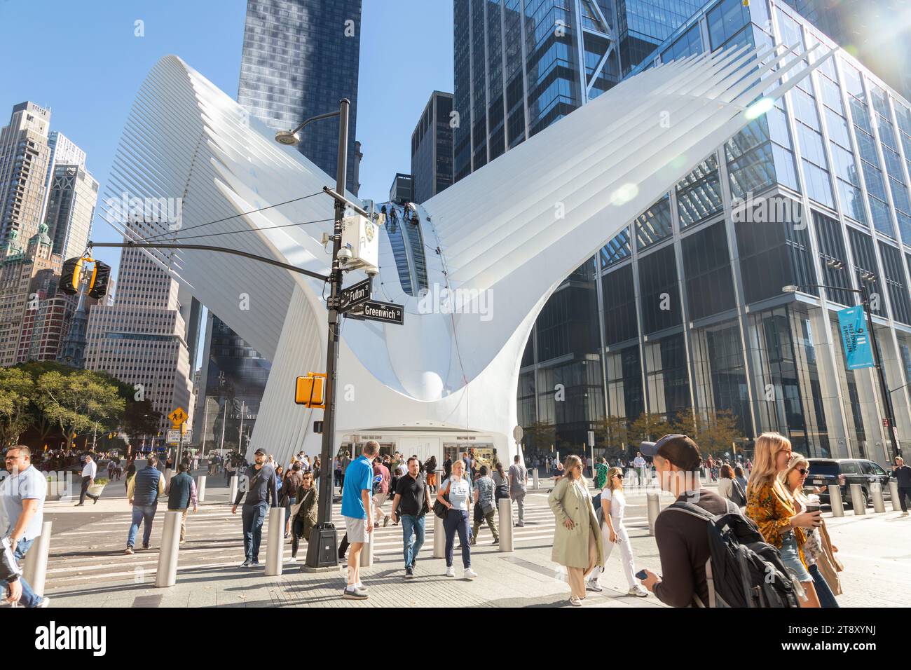 Die Oculus Transport Hub und Shopping-Mall, Lower Manhattan, New York City, Vereinigte Staaten von Amerika. Stockfoto