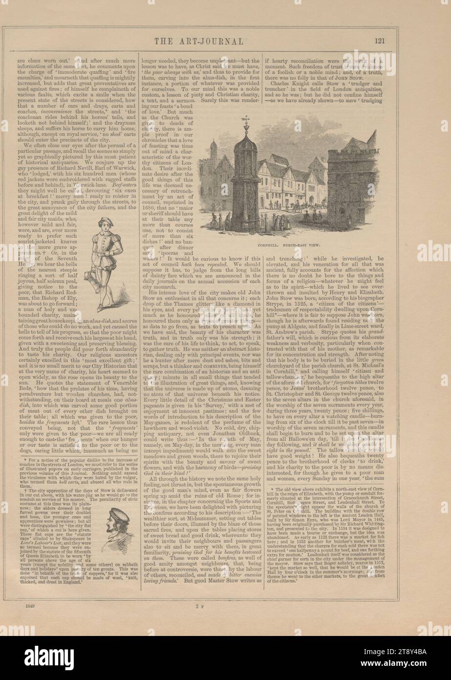 CHEAPSIDE CROSS; OLD LONDON BRIDGE; CORNHILL (...) SCHNEIDERHALLE; ALDGATE (...); EINGANG (...); KIRCHE ST. ANDREW UNDERSHAFT; STOOS MONUMENT.', Unknown, 1849, Paper, Holzstich, Höhe 32, 6 cm, Breite 23, 7 cm, bildende Kunst, Medien und Kommunikation, Nachlass Constantin von Wurzbach, Kirche (außen), Zeitung, Zeitungsblatt, Sammlung Wien Stockfoto