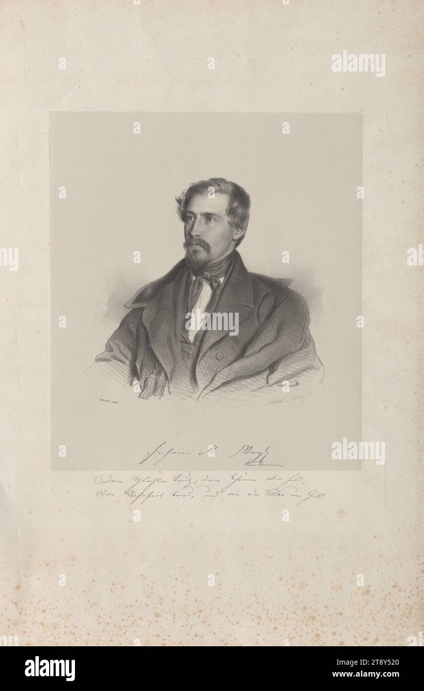 Johann N. Vogl', Gabriel Decker (1821-1855), Künstler, Johann Rauh (1803-1863), Drucker, 1844, Papier, Lithografie, Höhe 50,9 cm, Breite 34,5 cm, Bildende Kunst, Nachlass von Constantin von Wurzbach, Porträt, Schriftsteller, Dichter, Autor, der Mensch, die Wiener Sammlung Stockfoto