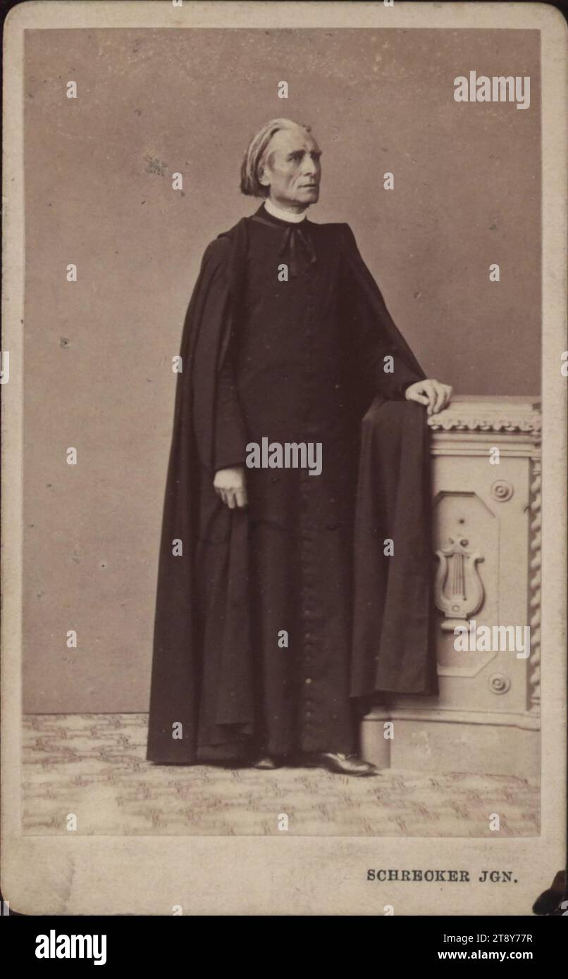 Franz Liszt (1811-1886), Komponist, Pianist, Dirigent, Ignaz Franz Schrecker (1834-1888), Fotostudio, Datum um 1865, Trägerkarton, Albumenpapier, Höhe x Breite 10 x 6, 2 cm, Musik, Bildende Kunst, Porträt, Mann, Musiker, Komponist, Franz Liszt, Sammlung Wien Stockfoto