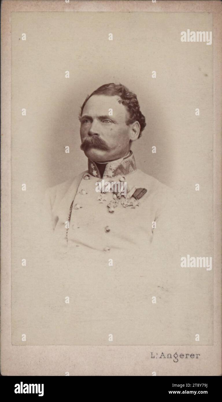 Franz von John (1815-1876), Militär, Ludwig Angerer (1827-1879), Fotograf, Datum vor 1876, Trägerkarton, Albumenpapier, Untersatzkarton 10, 5 x 6, 2 cm, Aristokratie, Militär, Militär, Porträt, (militärische) Uniformen, Mann, die Wiener Sammlung Stockfoto