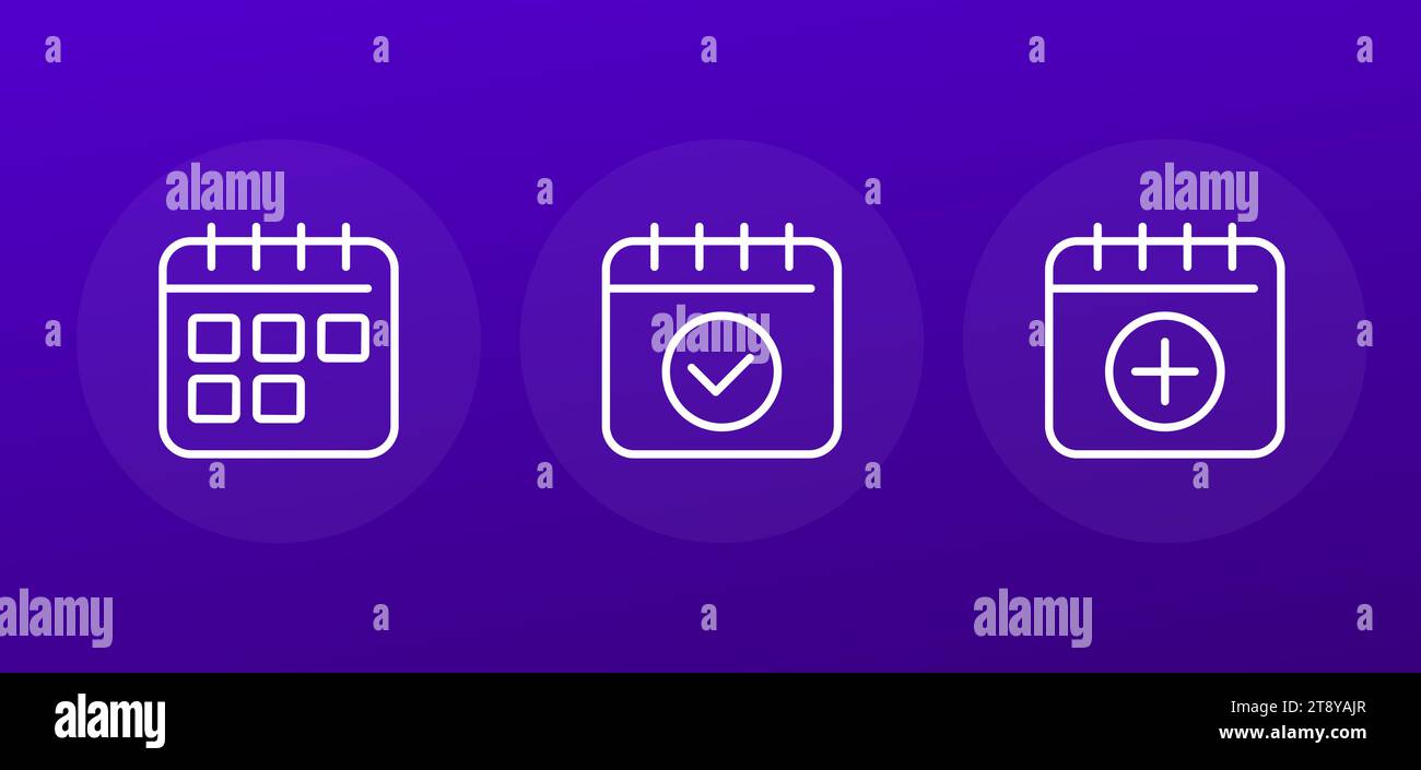 Kalender- und Planzeilensymbole, Vektor Stock Vektor