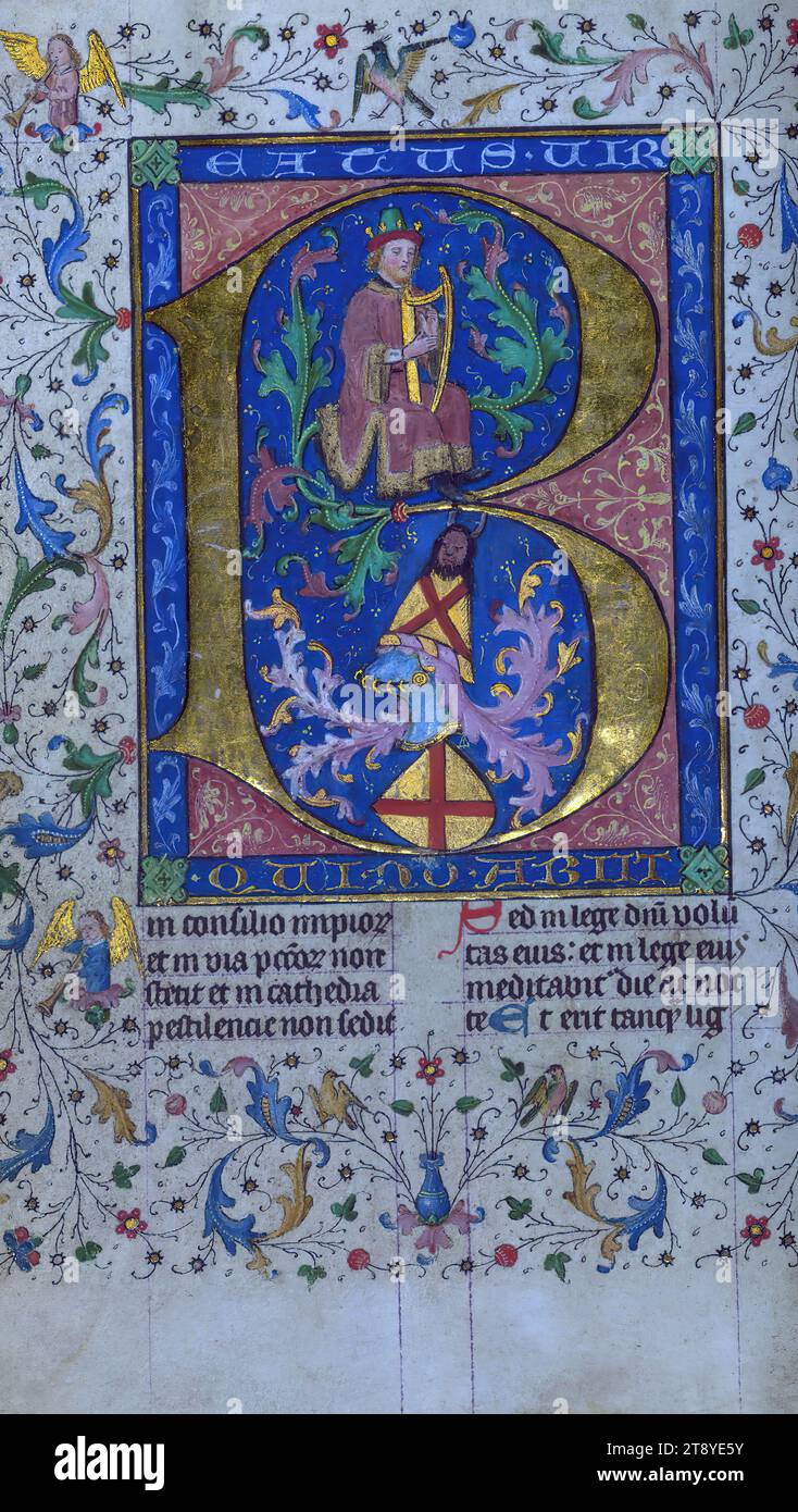 Breviary, anfängliches B mit David, der die Harfe spielt, und