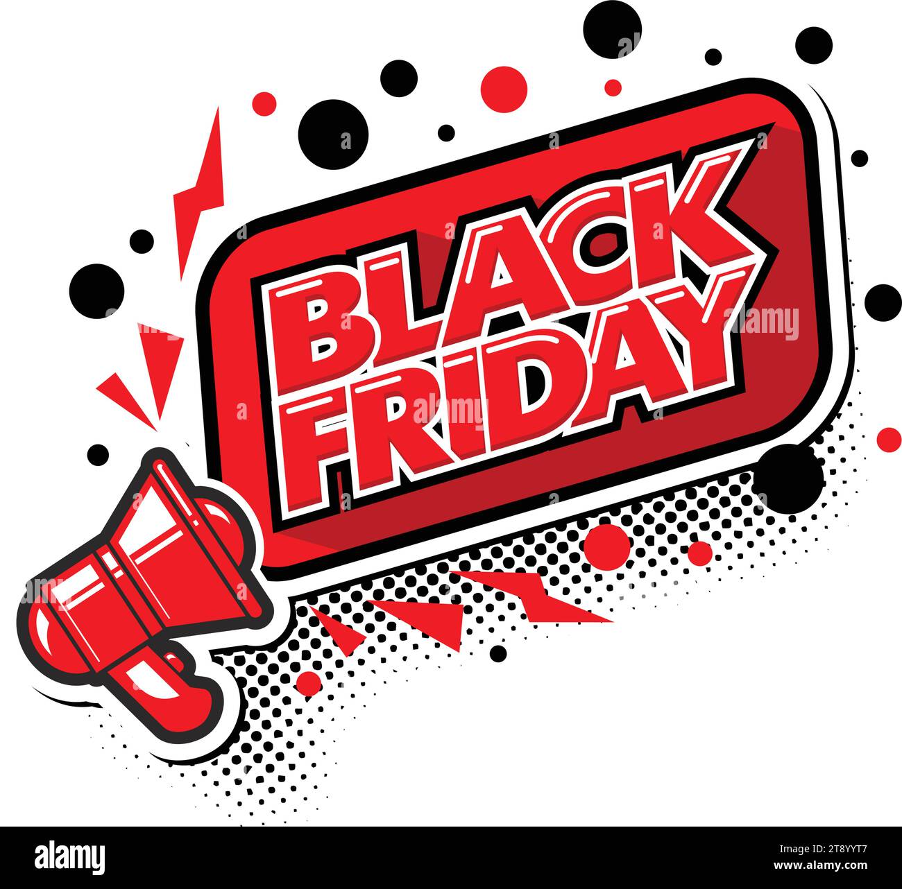 Wir kündigen den bevorstehenden großen Tag im November für den Black Friday an. Black Friday Vorlage für Aufkleber, Banner und Poster. Vektor auf transparentem Hintergrund Stock Vektor