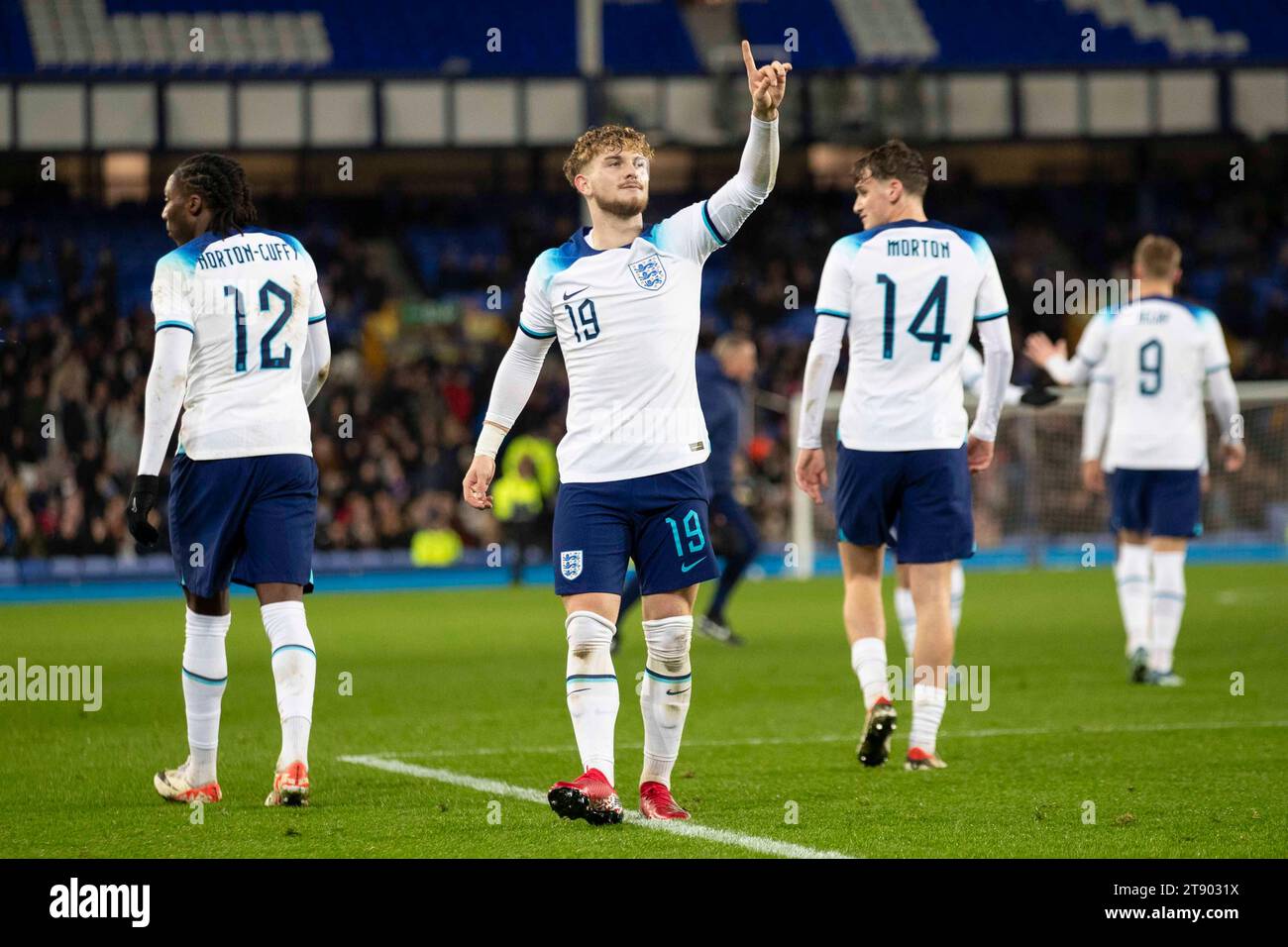 Liverpool am Dienstag, 21. November 2023. Während des Gruppenspiels der UEFA-U21-Europameisterschaft zwischen England und Nordirland im Goodison Park, Liverpool am Dienstag, den 21. November 2023. (Foto: Mike Morese | MI News) Credit: MI News & Sport /Alamy Live News Stockfoto