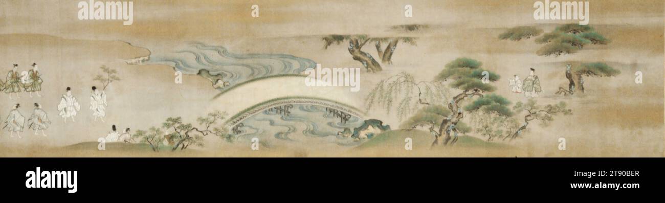 Kamo Schrein Festival eins von einem Paar, um 1700, Hayashi Morinao, Japanisch, 3/4 x 480 cm. (Ca. 37,47 x 1219,2 cm), Tinte und Farbe auf Seide, Japan, 17.-18. Jahrhundert Stockfoto