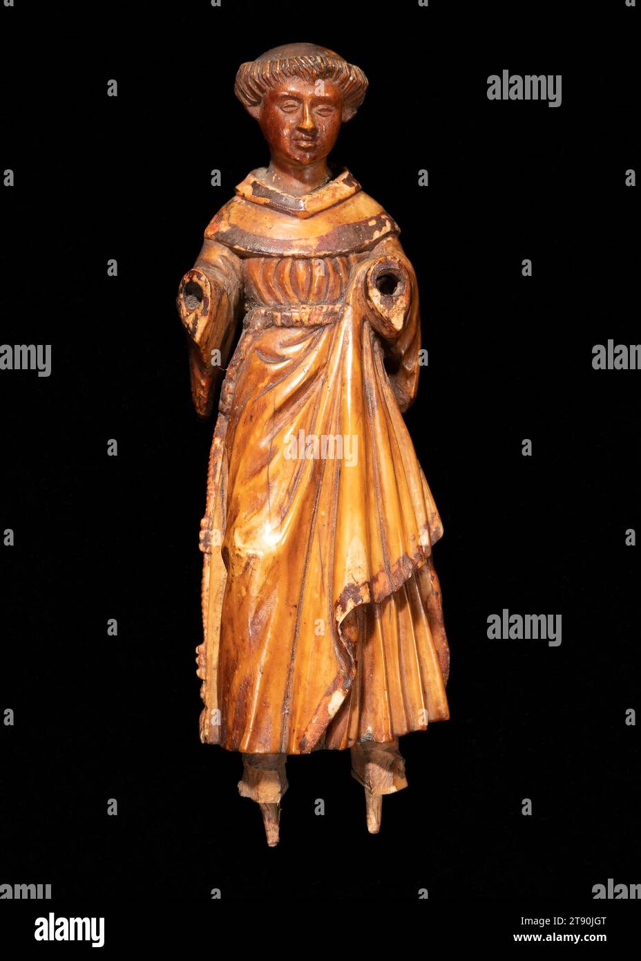 St. Franz von Assisi, 17.-18. Jahrhundert, 3/16 x 5/8 cm (15,72 x 5,08 x 4,13 cm), Elfenbein, 17. Bis 18. Jahrhundert, die Provinz Goa in Westindien stand von 1512 bis 1961 unter portugiesischer Kontrolle und bildete einen Nexus in Handelsrouten, die die Erde umrundeten. Goan Handwerker waren bekannt für ihre geschmeidige Modellierung von Elfenbein (wahrscheinlich aus Mosambik exportiert) in christliche Ikonen, die den Appetit auf Luxusprodukte in Europa nähren, sowie für evangelikale Missionen in Asien und Amerika. Stockfoto