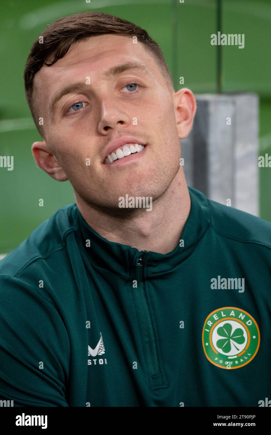 Dublin, Irland. November 2023. Dara O'Shea von Irland während des Internationalen Freundschaftsspiels zwischen der Republik Irland und Neuseeland im Aviva Stadium in Dublin, Irland am 21. November 2023 (Foto: Andrew SURMA/ Credit: SIPA USA/Alamy Live News Stockfoto