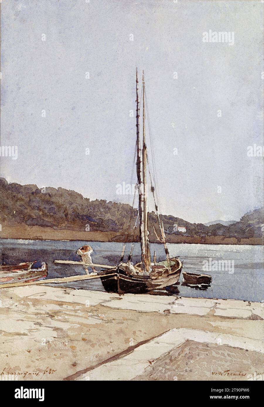 Villefranche, 1885, Henri Joseph Harpignies, Französisch, Valenciennes, Nord-Pas-de-Calais 1819–Saint-Privé, Bourgogne 1916, 12 15/16 x 9 1/8 Zoll (32,86 x 23,18 cm) (Bild), Aquarell, Frankreich, 19. Jahrhundert Stockfoto