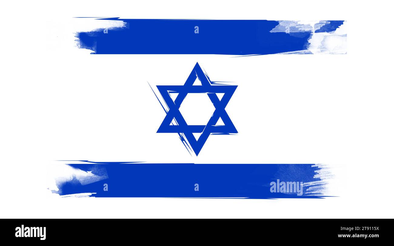 Nationalflagge Israels auf weißem Hintergrund, Illustration Stockfoto