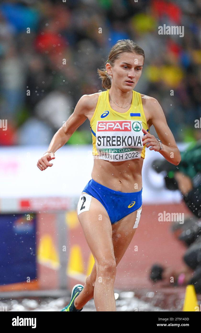 Nataliya Strebkova (Ukraine). 3000 Steeplechase. Europameisterschaften München 2022 Stockfoto