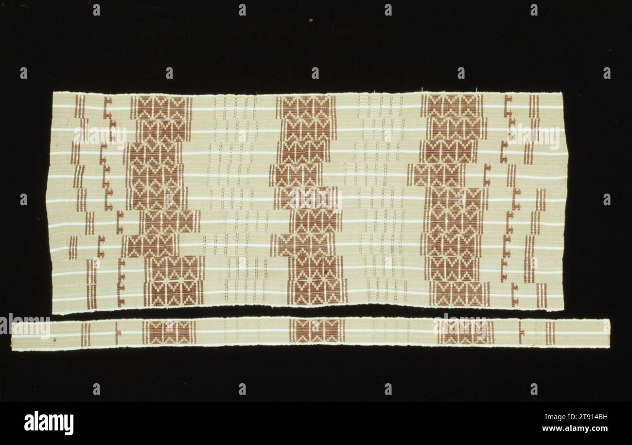 ASA Oke Wrapper and Individual Strip, 20. Jahrhundert, 71,5 x 30,25 Zoll (181,6 x 76,8 cm) (Verpackung), Baumwolle, Lurex, Nigeria, 20. Jahrhundert Stockfoto