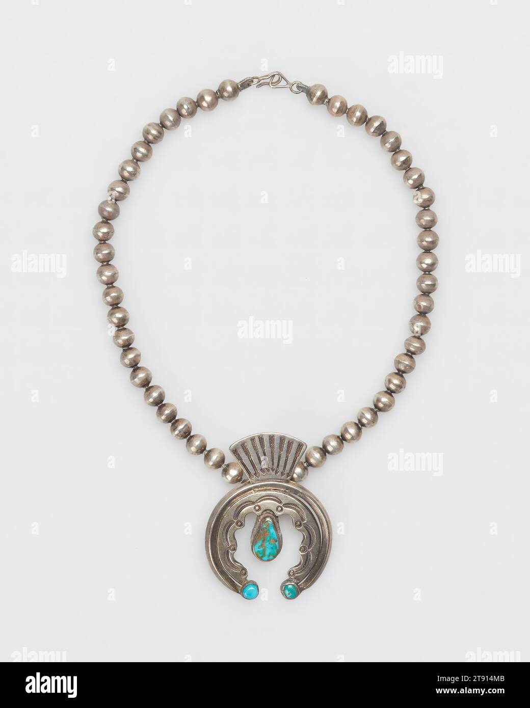 Halskette, ca. 1930, 1/2 Zoll (24,13 cm), Silber, USA, 20. Jahrhundert Stockfoto