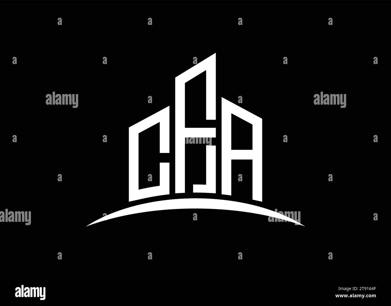 Letter CFA Building Vector Monogramm Logo Design Vorlage. CFA-Logo in Gebäudeform. Stock Vektor
